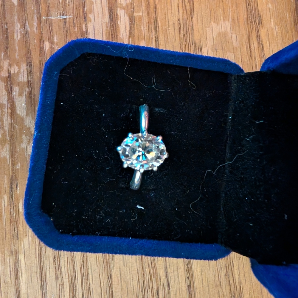 Silver and White Ethical Moissanite Solitaire Ring with Sparkling Center Stone